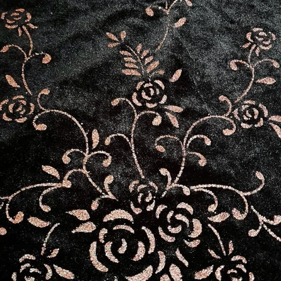 My Michelle Black Velvet Skirt with Floral Glitter Detailing - Picture 2 of 4